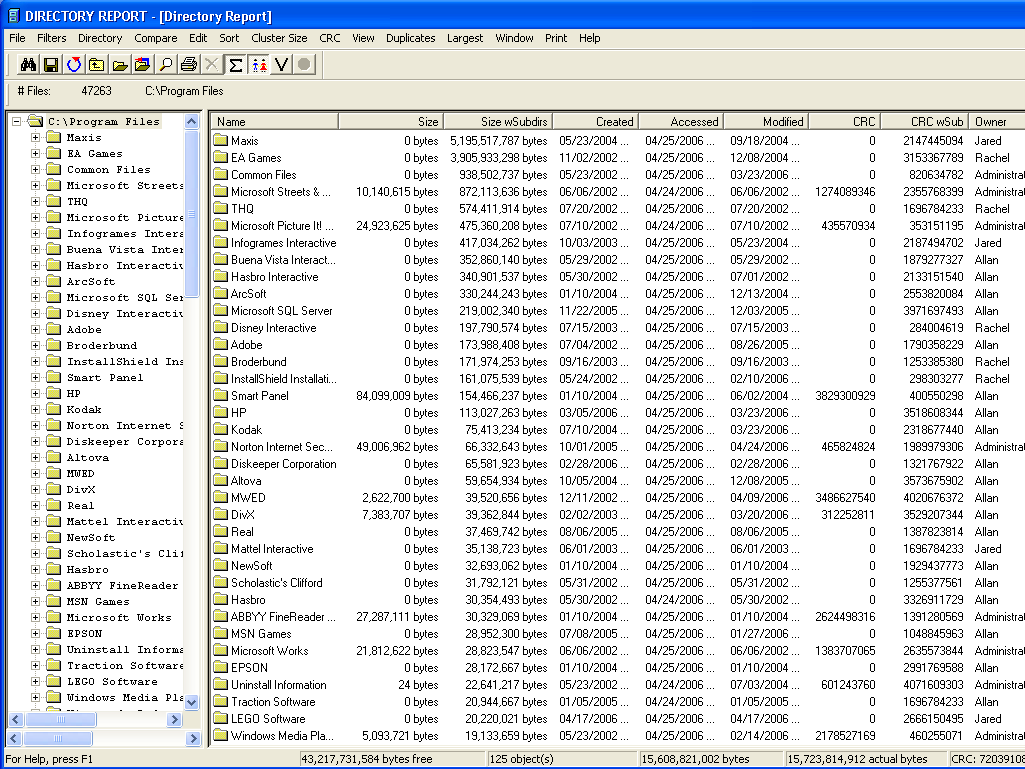 Directory Report screenshot